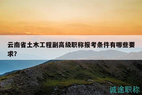 云南省土木工程副高级职称报考条件有哪些要求？