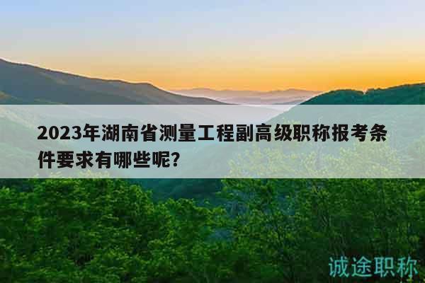 2023年湖南省测量工程副高级职称报考条件要求有哪些呢？
