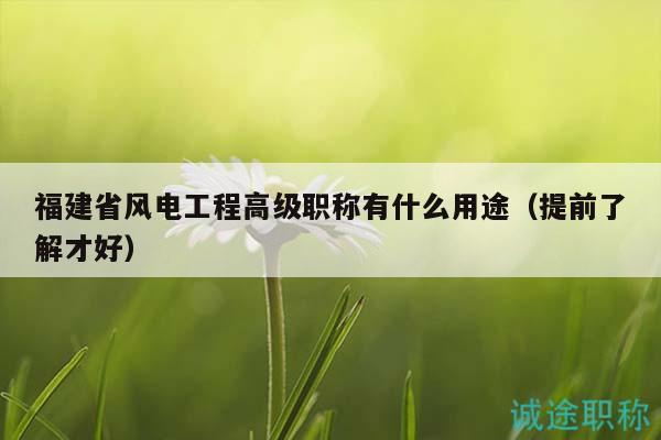 福建省风电工程高级职称有什么用途（提前了解才好）