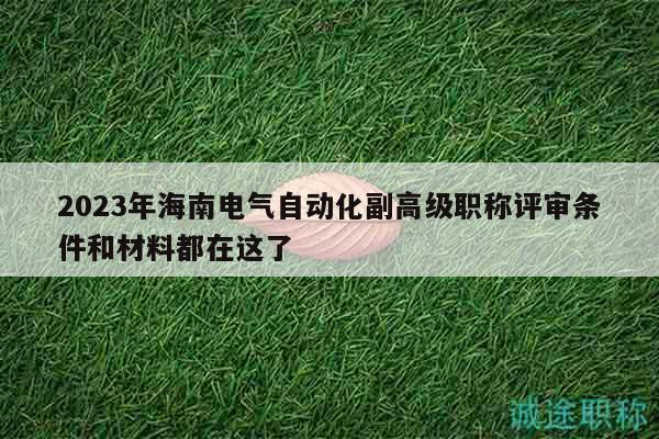 2023年海南电气自动化副高级职称评审条件和材料都在这了