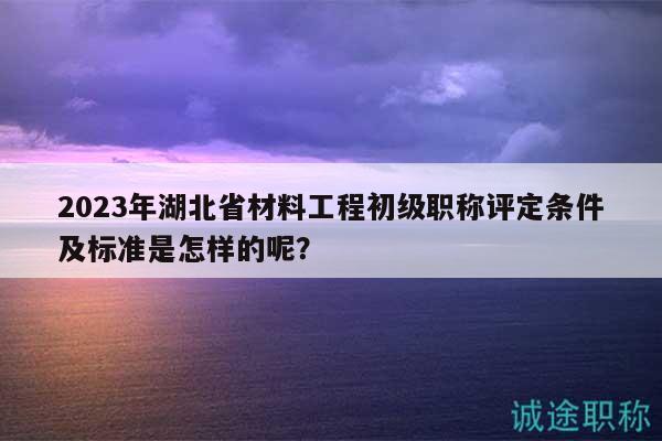 2023年湖北省材料工程初级职称评定条件及标准是怎样的呢？