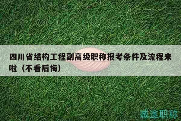 四川省结构工程副高级职称报考条件及流程来啦（不看后悔）