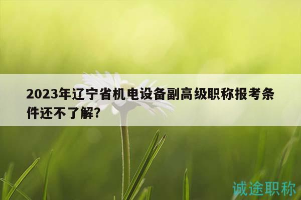 2023年辽宁省机电设备副高级职称报考条件还不了解？