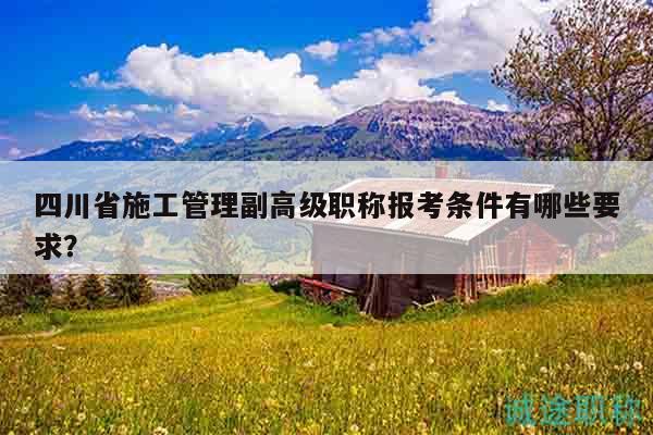 四川省施工管理副高级职称报考条件有哪些要求？