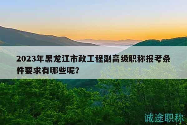 2023年黑龙江市政工程副高级职称报考条件要求有哪些呢？