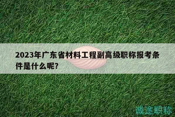 2023年广东省材料工程副高级职称报考条件是什么呢？