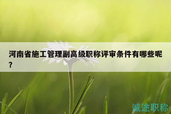 河南省施工管理副高级职称评审条件有哪些呢？