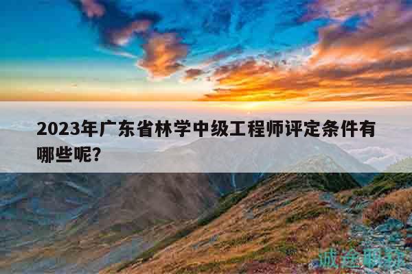 2023年广东省林学中级工程师评定条件有哪些呢？