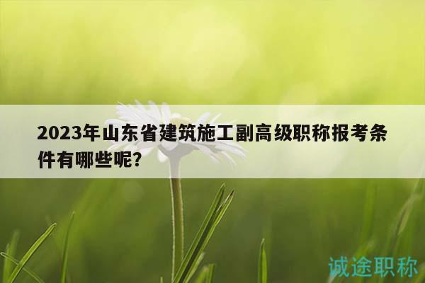 2023年山东省建筑施工副高级职称报考条件有哪些呢？
