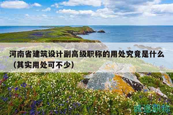 河南省建筑设计副高级职称的用处究竟是什么（其实用处可不少）