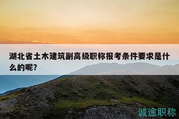 湖北省土木建筑副高级职称报考条件要求是什么的呢？