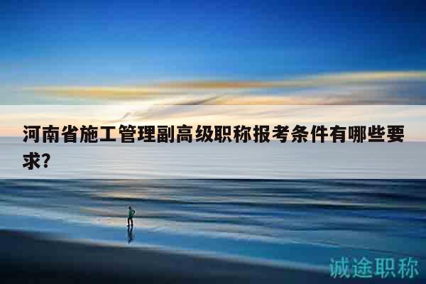 河南省施工管理副高级职称报考条件有哪些要求？