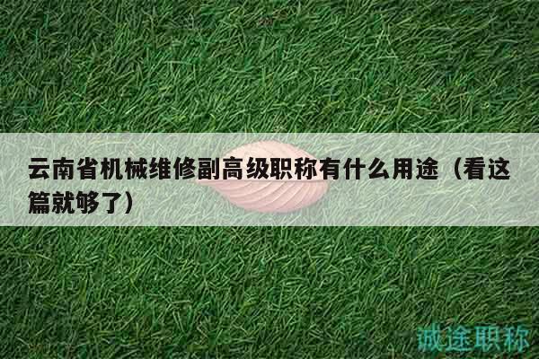 云南省机械维修副高级职称有什么用途（看这篇就够了）