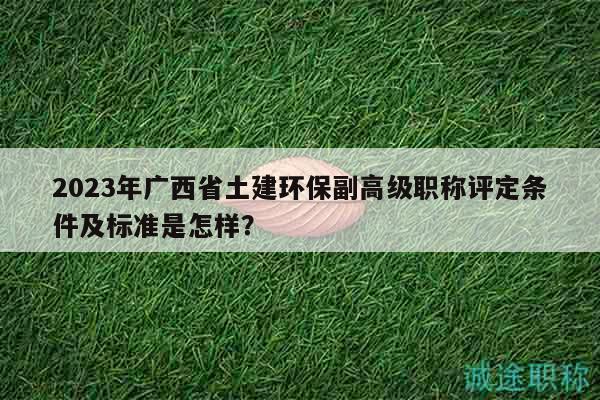 2023年广西省土建环保副高级职称评定条件及标准是怎样？