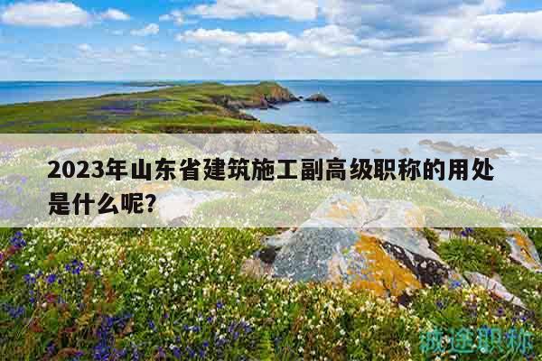 2023年山东省建筑施工副高级职称的用处是什么呢？