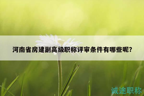 河南省房建副高级职称评审条件有哪些呢？