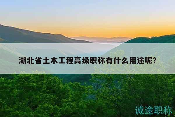 湖北省土木工程高级职称有什么用途呢？