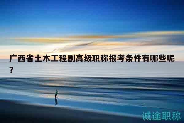广西省土木工程副高级职称报考条件有哪些呢？