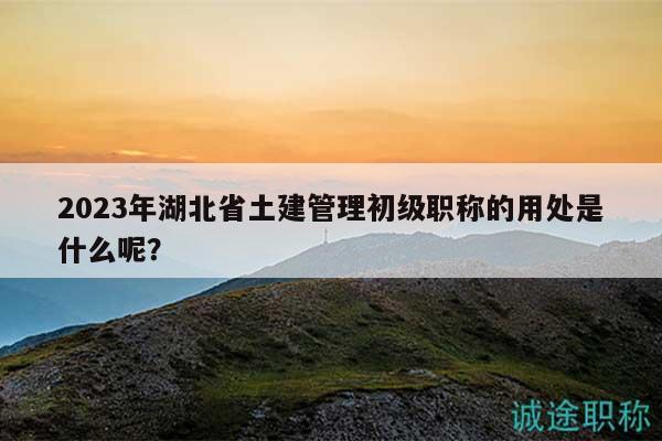 2023年湖北省土建管理初级职称的用处是什么呢？