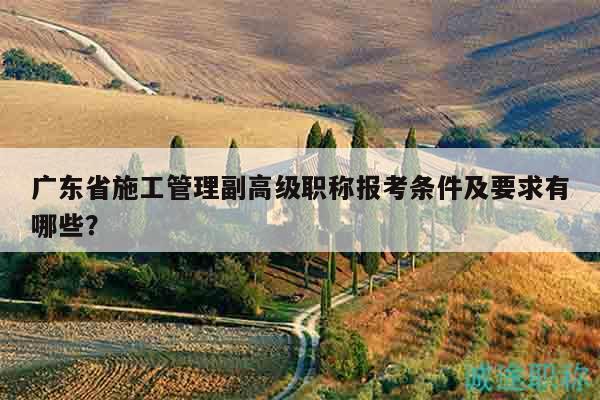 广东省施工管理副高级职称报考条件及要求有哪些？