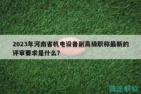 2023年河南省机电设备副高级职称最新的评审要求是什么？