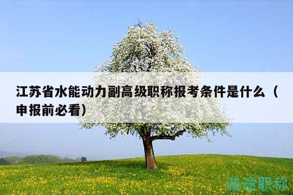 江苏省水能动力副高级职称报考条件是什么（申报前必看）