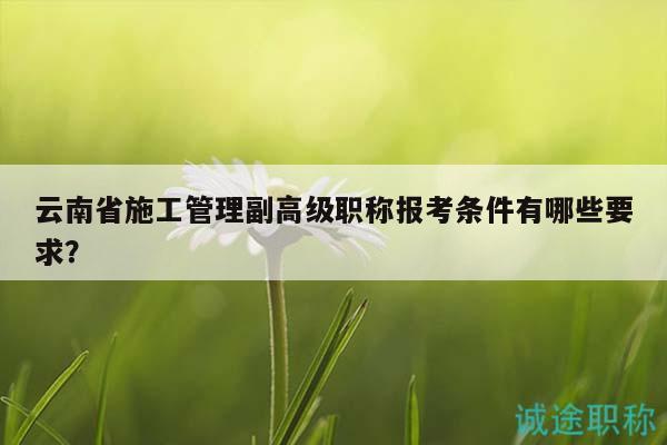 云南省施工管理副高级职称报考条件有哪些要求？