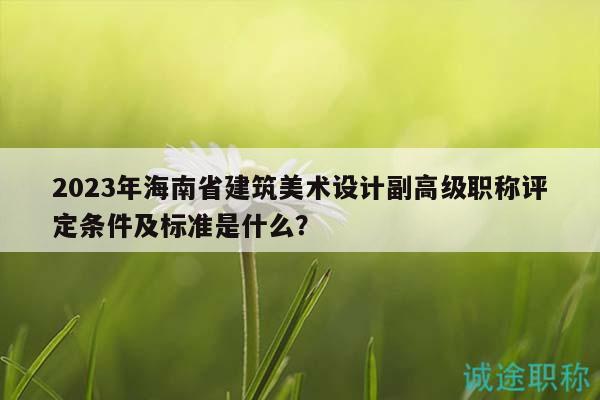 2023年海南省建筑美术设计副高级职称评定条件及标准是什么？