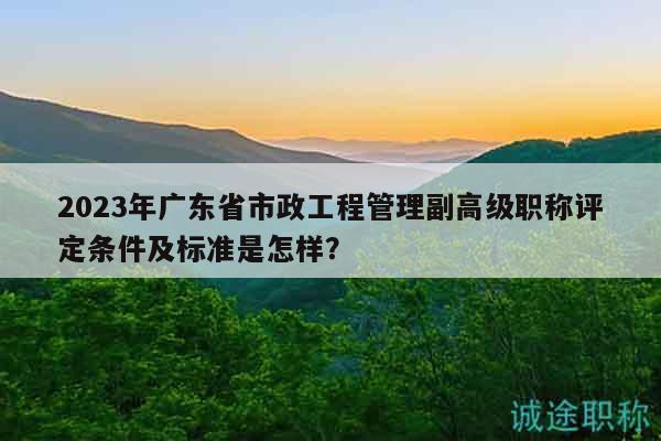 2023年广东省市政工程管理副高级职称评定条件及标准是怎样？