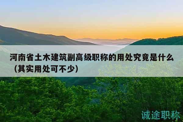 河南省土木建筑副高级职称的用处究竟是什么（其实用处可不少）