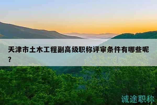 天津市土木工程副高级职称评审条件有哪些呢？