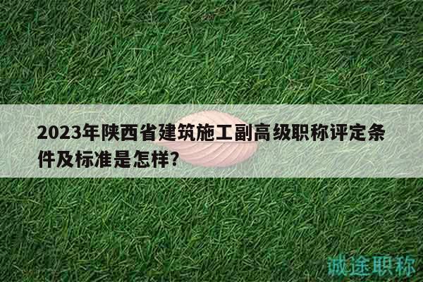 2023年陕西省建筑施工副高级职称评定条件及标准是怎样？