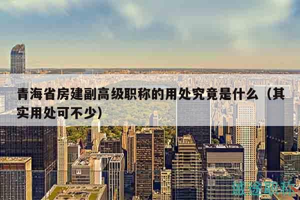 青海省房建副高级职称的用处究竟是什么（其实用处可不少）