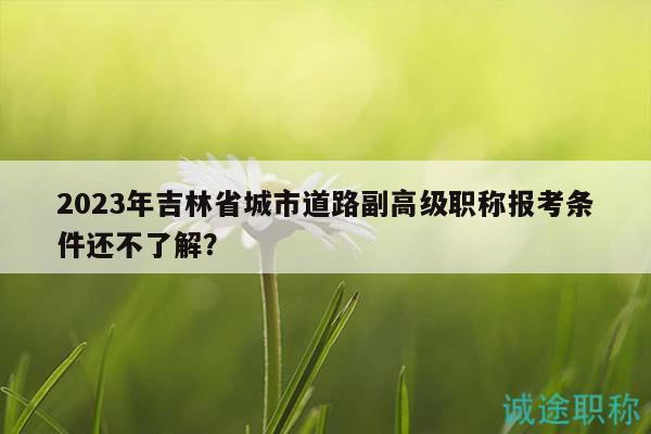 2023年吉林省城市道路副高级职称报考条件还不了解？