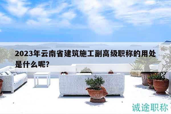 2023年云南省建筑施工副高级职称的用处是什么呢？