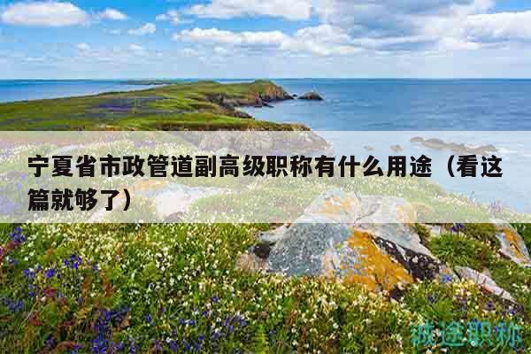 宁夏省市政管道副高级职称有什么用途（看这篇就够了）
