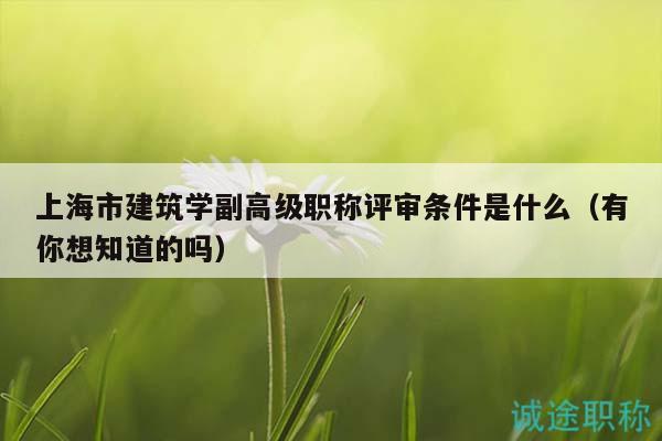上海市建筑学副高级职称评审条件是什么（有你想知道的吗）