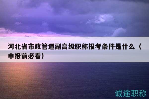 河北省市政管道副高级职称报考条件是什么（申报前必看）