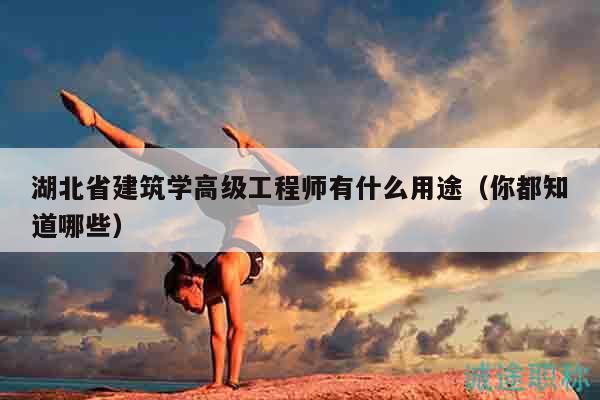 湖北省建筑学高级工程师有什么用途（你都知道哪些）