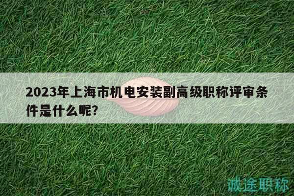 2023年上海市机电安装副高级职称评审条件是什么呢？