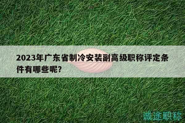 2023年广东省制冷安装副高级职称评定条件有哪些呢？