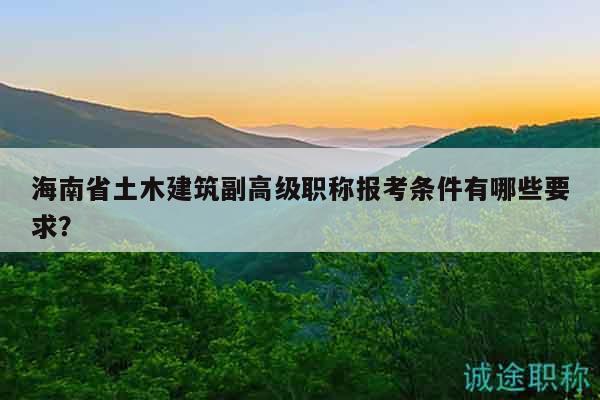 海南省土木建筑副高级职称报考条件有哪些要求？