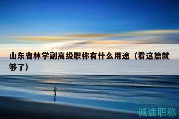 山东省林学副高级职称有什么用途（看这篇就够了）