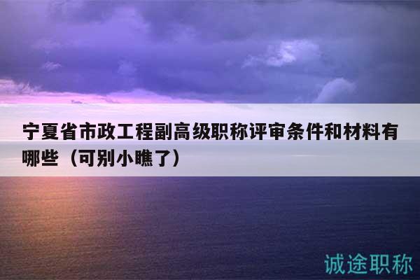宁夏省市政工程副高级职称评审条件和材料有哪些（可别小瞧了）
