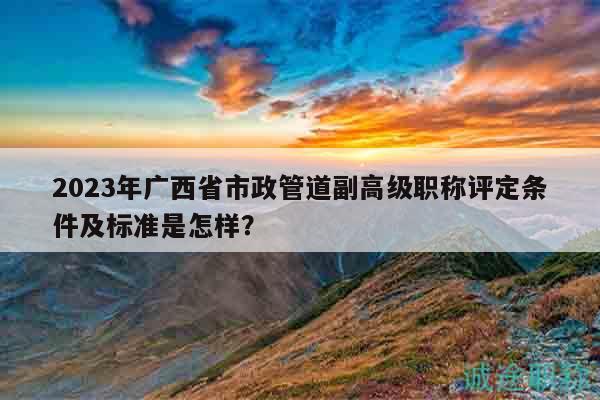 2023年广西省市政管道副高级职称评定条件及标准是怎样？