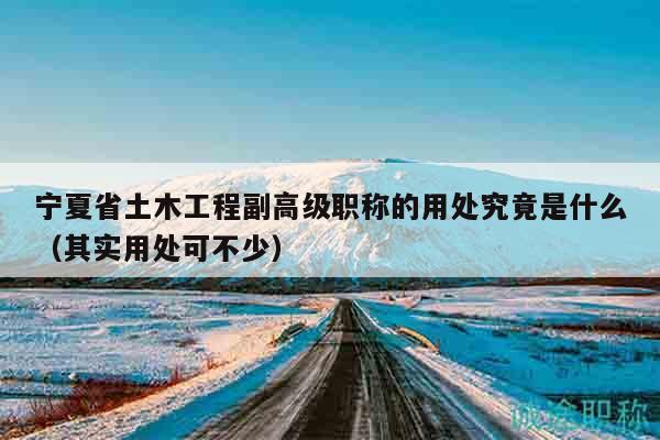 宁夏省土木工程副高级职称的用处究竟是什么（其实用处可不少）