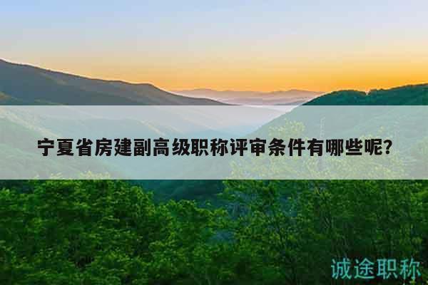 宁夏省房建副高级职称评审条件有哪些呢？