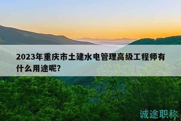 2023年重庆市土建水电管理高级工程师有什么用途呢？