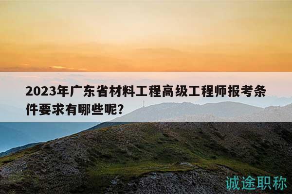 2023年广东省材料工程高级工程师报考条件要求有哪些呢？