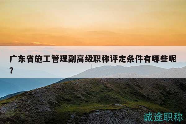 广东省施工管理副高级职称评定条件有哪些呢？